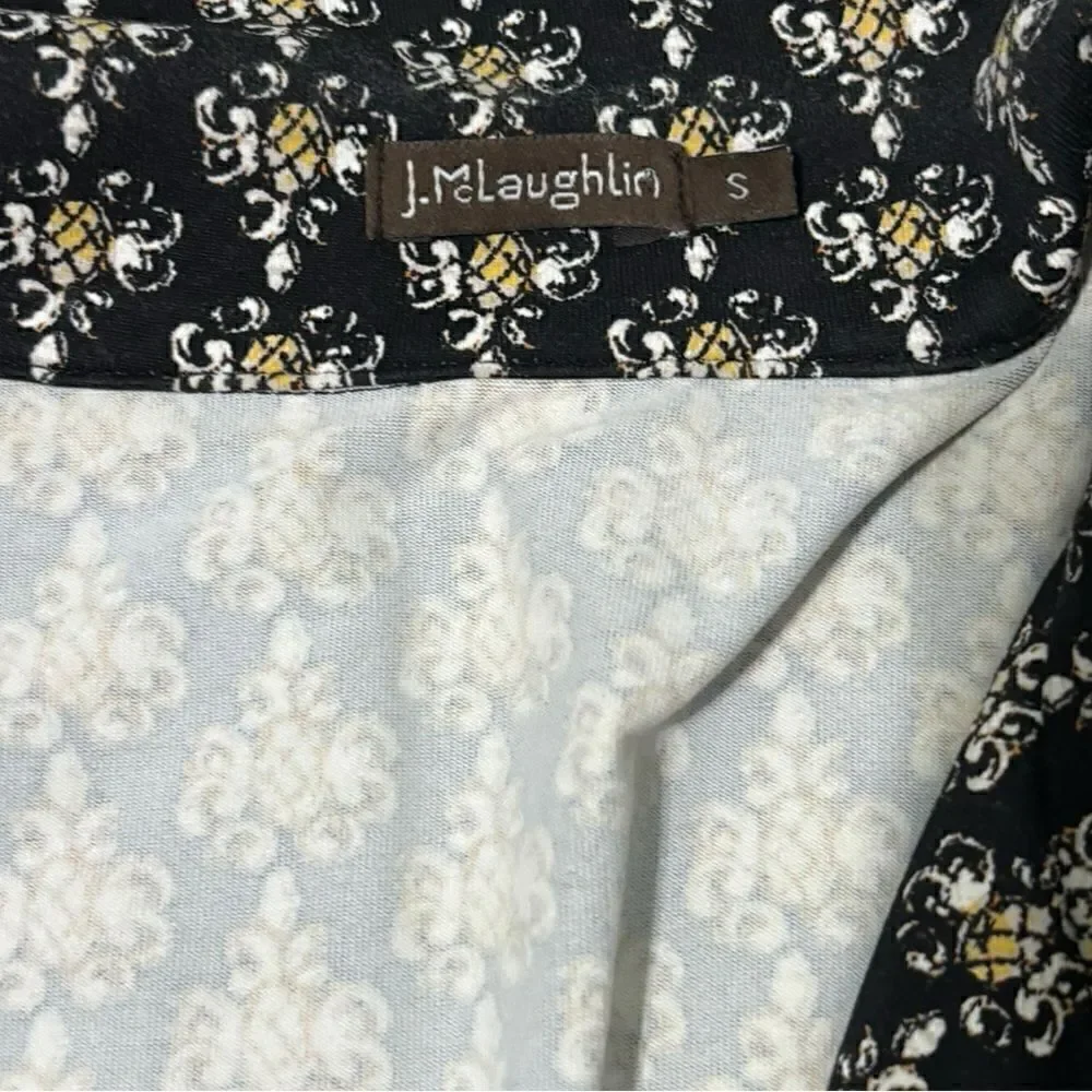 J. McLaughlin Black Yellow Multi-Color Pineapple Damask Dress Size Small S - Picture 5 of 6